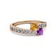 2 - Olena Citrine and Amethyst with Side Diamonds Bypass Ring 