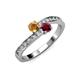 3 - Olena Citrine and Ruby with Side Diamonds Bypass Ring 