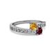 2 - Olena Citrine and Ruby with Side Diamonds Bypass Ring 