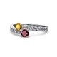 1 - Olena Citrine and Ruby with Side Diamonds Bypass Ring 