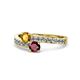 1 - Olena Citrine and Ruby with Side Diamonds Bypass Ring 