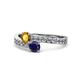 1 - Olena Citrine and Blue Sapphire with Side Diamonds Bypass Ring 