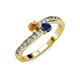 3 - Olena Citrine and Blue Sapphire with Side Diamonds Bypass Ring 