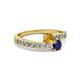 2 - Olena Citrine and Blue Sapphire with Side Diamonds Bypass Ring 