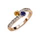 3 - Olena Citrine and Blue Sapphire with Side Diamonds Bypass Ring 