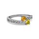 2 - Olena Citrine and Yellow Sapphire with Side Diamonds Bypass Ring 