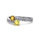 1 - Olena Citrine and Yellow Sapphire with Side Diamonds Bypass Ring 