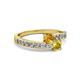 2 - Olena Citrine and Yellow Sapphire with Side Diamonds Bypass Ring 