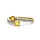 1 - Olena Citrine and Yellow Sapphire with Side Diamonds Bypass Ring 