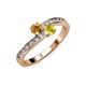3 - Olena Citrine and Yellow Sapphire with Side Diamonds Bypass Ring 