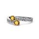 1 - Olena Citrine with Side Diamonds Bypass Ring 