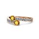1 - Olena Citrine with Side Diamonds Bypass Ring 