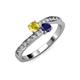 3 - Olena Yellow and Blue Sapphire with Side Diamonds Bypass Ring 