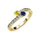 3 - Olena Yellow and Blue Sapphire with Side Diamonds Bypass Ring 