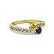 2 - Olena Yellow and Blue Sapphire with Side Diamonds Bypass Ring 