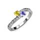 3 - Olena Yellow Sapphire and Tanzanite with Side Diamonds Bypass Ring 