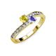 3 - Olena Yellow Sapphire and Tanzanite with Side Diamonds Bypass Ring 