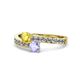 1 - Olena Yellow Sapphire and Tanzanite with Side Diamonds Bypass Ring 