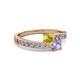 2 - Olena Yellow Sapphire and Tanzanite with Side Diamonds Bypass Ring 