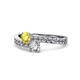 1 - Olena Yellow Sapphire and Diamond with Side Diamonds Bypass Ring 