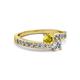 2 - Olena Yellow Sapphire and Diamond with Side Diamonds Bypass Ring 