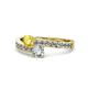 1 - Olena Yellow Sapphire and Diamond with Side Diamonds Bypass Ring 