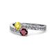 1 - Olena Yellow Sapphire and Ruby with Side Diamonds Bypass Ring 