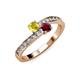 3 - Olena Yellow Sapphire and Ruby with Side Diamonds Bypass Ring 