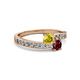 2 - Olena Yellow Sapphire and Ruby with Side Diamonds Bypass Ring 