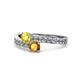 1 - Olena Yellow Sapphire and Citrine with Side Diamonds Bypass Ring 