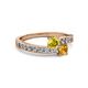 2 - Olena Yellow Sapphire and Citrine with Side Diamonds Bypass Ring 