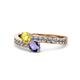 1 - Olena Yellow Sapphire and Iolite with Side Diamonds Bypass Ring 