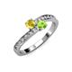 3 - Olena Yellow Sapphire and Peridot with Side Diamonds Bypass Ring 