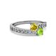 2 - Olena Yellow Sapphire and Peridot with Side Diamonds Bypass Ring 