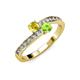 3 - Olena Yellow Sapphire and Peridot with Side Diamonds Bypass Ring 
