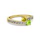 2 - Olena Yellow Sapphire and Peridot with Side Diamonds Bypass Ring 