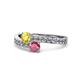1 - Olena Yellow Sapphire and Rhodolite Garnet with Side Diamonds Bypass Ring 