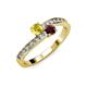 3 - Olena Yellow Sapphire and Red Garnet with Side Diamonds Bypass Ring 