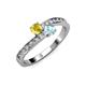 3 - Olena Yellow Sapphire and Aquamarine with Side Diamonds Bypass Ring 