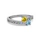 2 - Olena Yellow Sapphire and Aquamarine with Side Diamonds Bypass Ring 