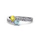 1 - Olena Yellow Sapphire and Aquamarine with Side Diamonds Bypass Ring 