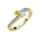 3 - Olena Yellow Sapphire and Aquamarine with Side Diamonds Bypass Ring 