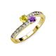 3 - Olena Yellow Sapphire and Amethyst with Side Diamonds Bypass Ring 