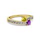 2 - Olena Yellow Sapphire and Amethyst with Side Diamonds Bypass Ring 