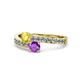 1 - Olena Yellow Sapphire and Amethyst with Side Diamonds Bypass Ring 