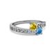 2 - Olena Yellow Sapphire and Blue Topaz with Side Diamonds Bypass Ring 