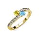 3 - Olena Yellow Sapphire and Blue Topaz with Side Diamonds Bypass Ring 