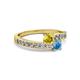 2 - Olena Yellow Sapphire and Blue Topaz with Side Diamonds Bypass Ring 