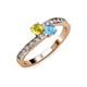 3 - Olena Yellow Sapphire and Blue Topaz with Side Diamonds Bypass Ring 