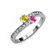 3 - Olena Yellow and Pink Sapphire with Side Diamonds Bypass Ring 